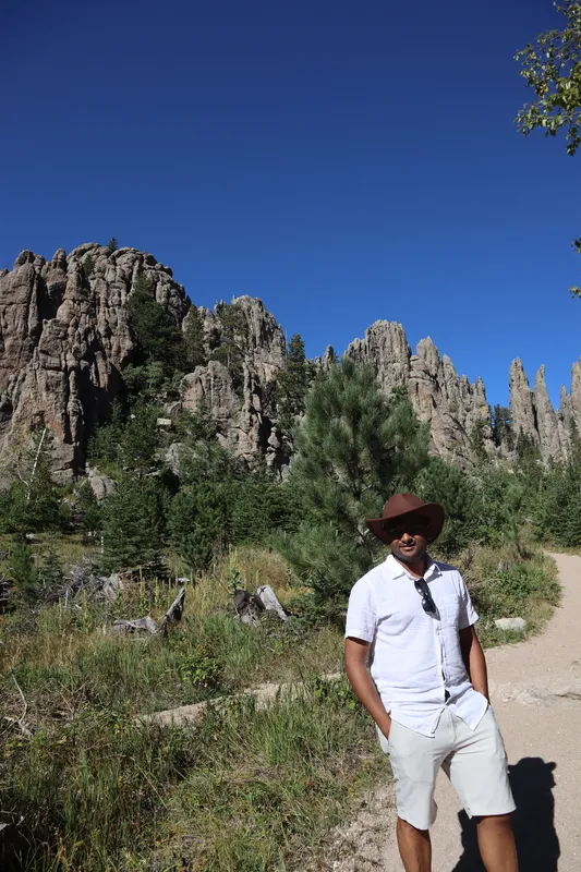 Pines and rocky peaks
